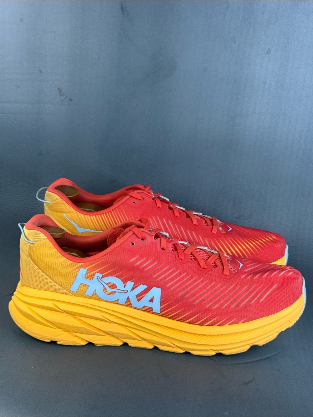 Hoka One One HOKA Rincon 3 Fiesta Amber Yellow athletic shoes men’s size 13 wide